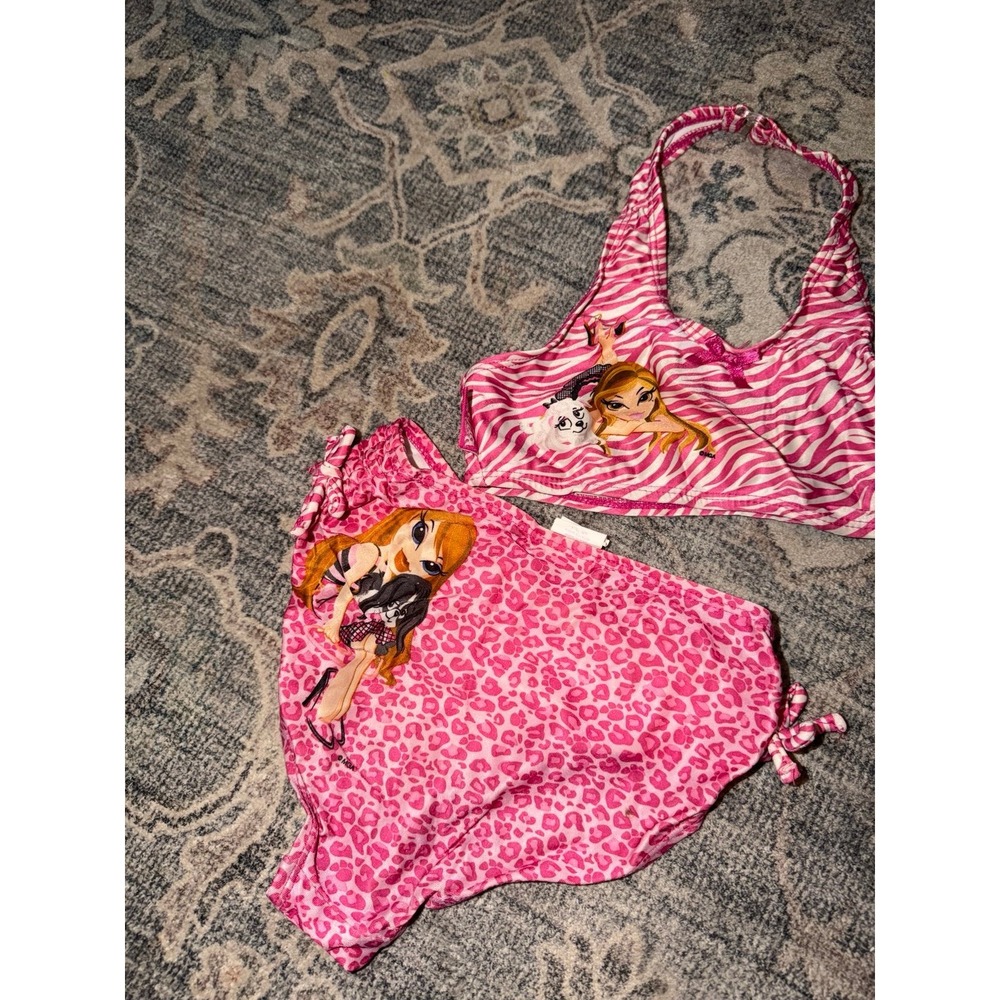 Vintage Y2K Bratz Girls Animal Print Bikini Pink